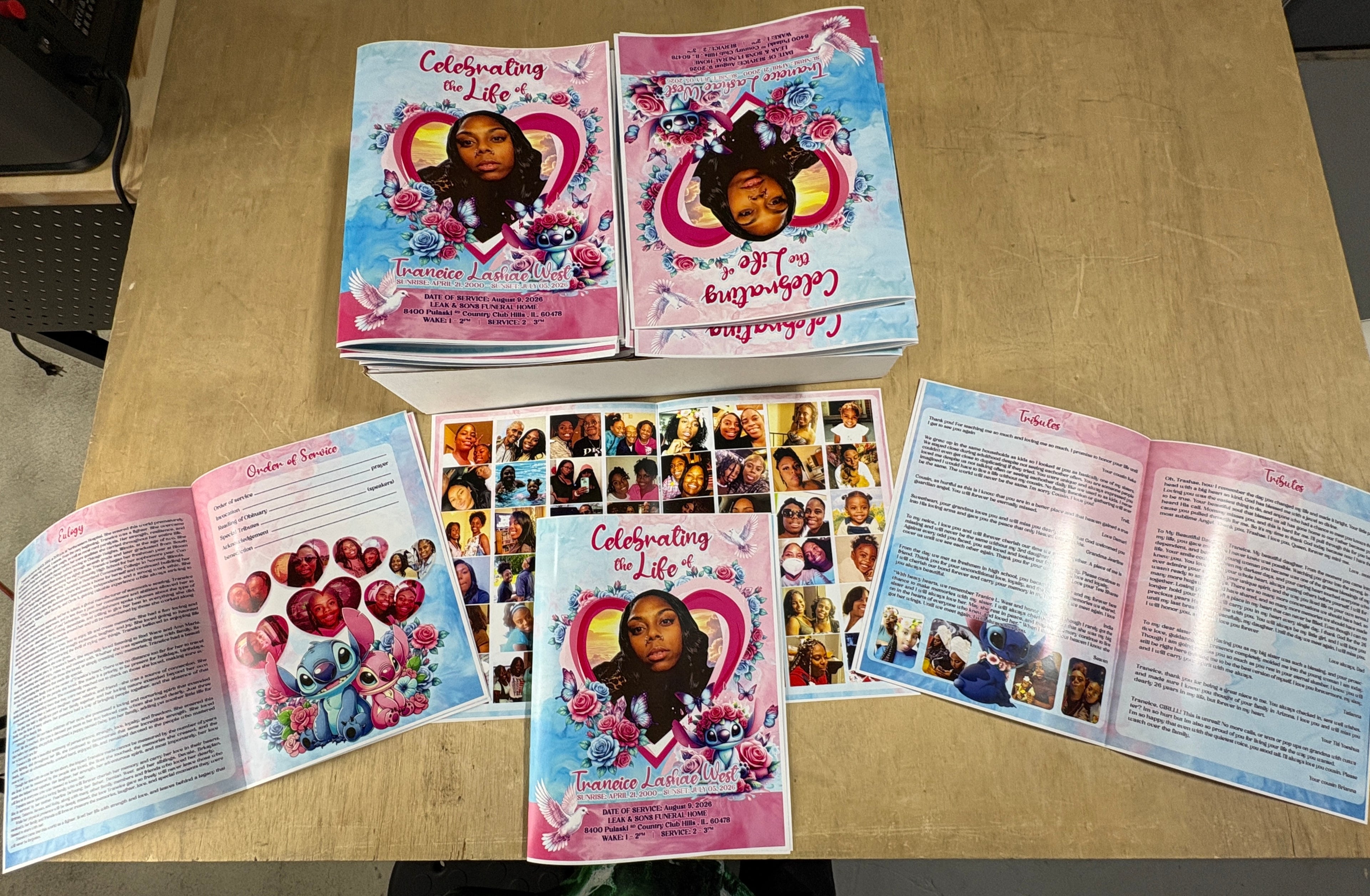 WHOLESALE 8.5x11 OBITUARIES / Funeral Programs